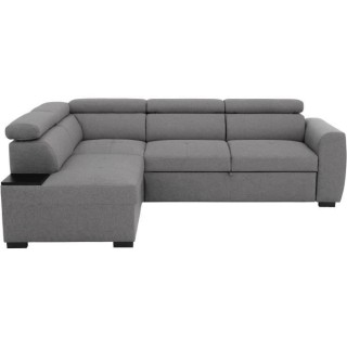 Canapé d'angle convertible 4 places KELIO - Tissu gris - L 245 x P 18