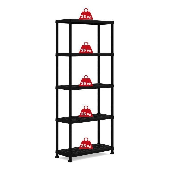 KETER | ETAGERE PLUS 75/5, Etageres, Noir, 75 x 32 x 176 cm