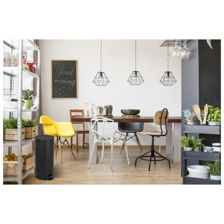 KITCHEN MOVE Poubelle de cuisine a pédale URBAN 30L - En acier Noir