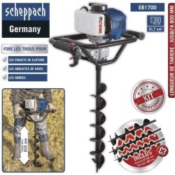 Scheppach Tariere thermique EB1700 avec meche de Ø 100 mm, 150 mm et 200 mm