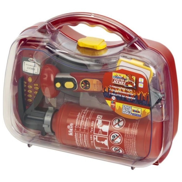 Mallette de pompier transparente avec 6 accessoires dont 1 lampe torch