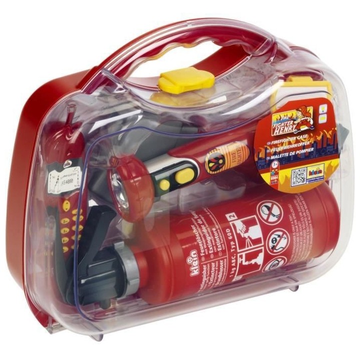 Mallette de pompier transparente avec 6 accessoires dont 1 lampe torch