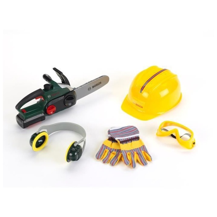 KLEIN - Jouet - Set bûcheron Bosch avec tronçonneuse électronique,