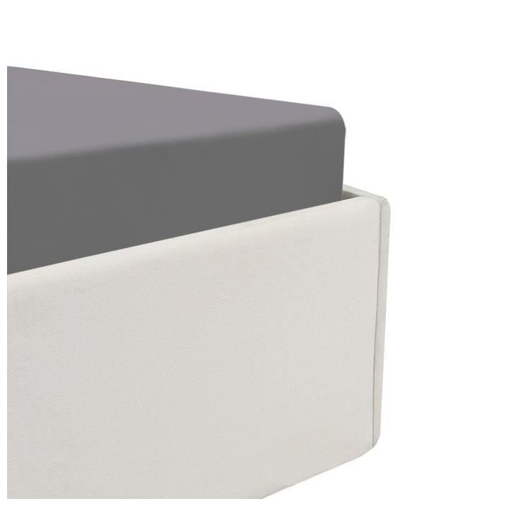 Lit coffre adulte 140 x 190 cm - Tissu Beige - ECLIPSE
