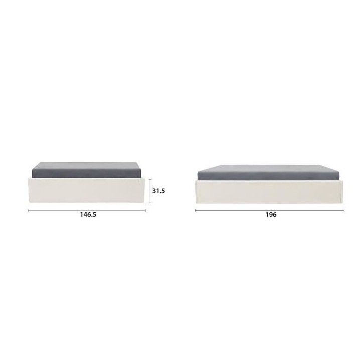 Lit coffre adulte 140 x 190 cm - Tissu Beige - ECLIPSE