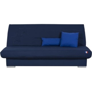 Banquette clic clac 3 places KYLIAN - Tissu bleu - L 192 x P 97 x H 90