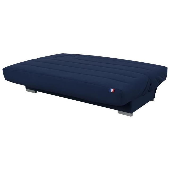 Banquette clic clac 3 places KYLIAN - Tissu bleu - L 192 x P 97 x H 90