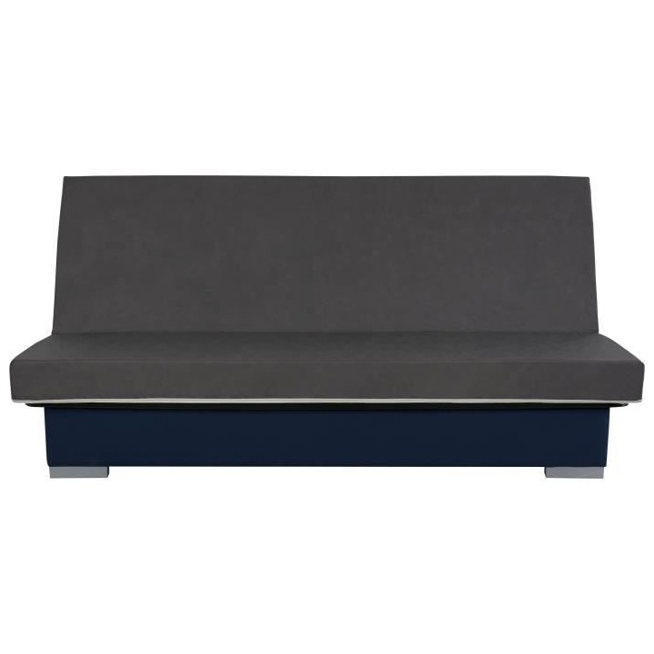 Banquette clic clac 3 places KYLIAN - Tissu bleu - L 192 x P 97 x H 90