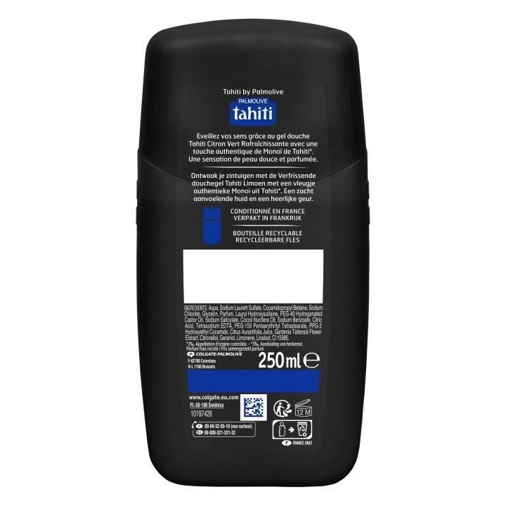 Lot de 3 gels douche Tahiti Monoî Citron vert - 250ml