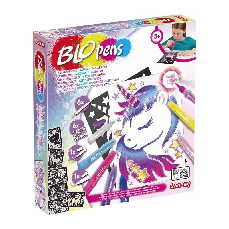 Blopens - Set d'Activités Licornes Paillettees - Dessins et Coloriages - Des 5 ans - Lansay