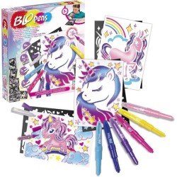 Blopens - Set d'Activités Licornes Paillettees - Dessins et Coloriages - Des 5 ans - Lansay