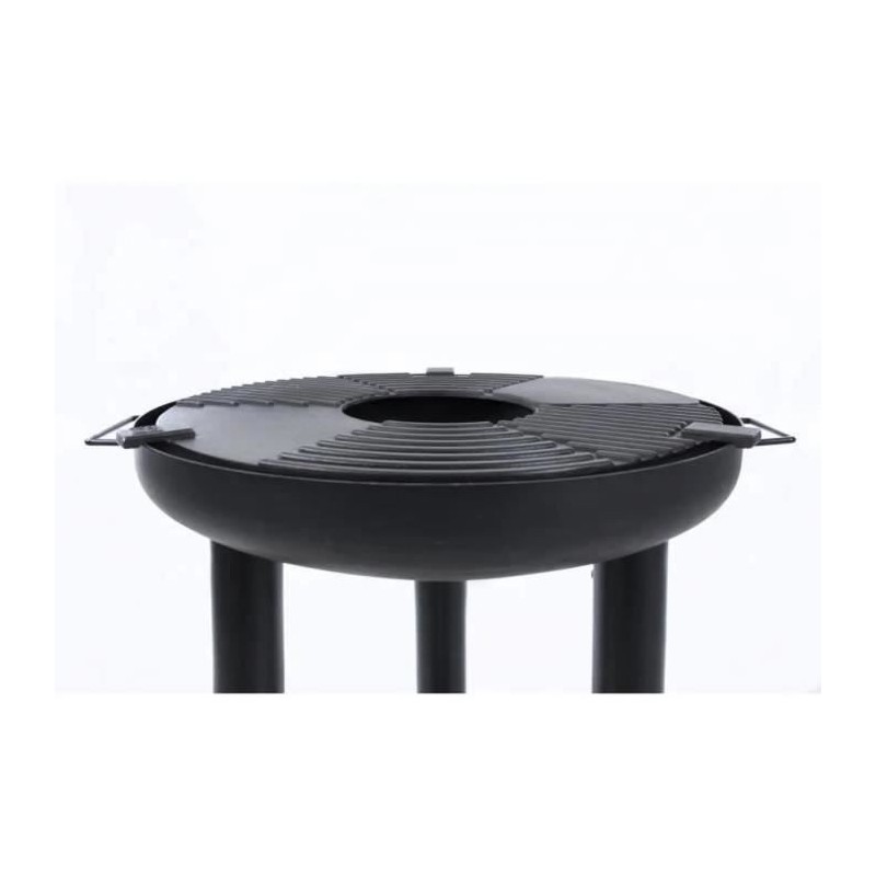 Barbecue gril a plancha BBGRILL - Avec plancha en fonte - Surface de cuisson : diam 56 cm - Noir