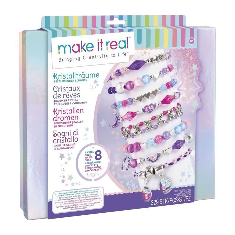 Make It Real - Coffret Bijoux Cristaux De Reve Envoutants - Fabrication de bijoux enfants - Des 8 ans - Lansay