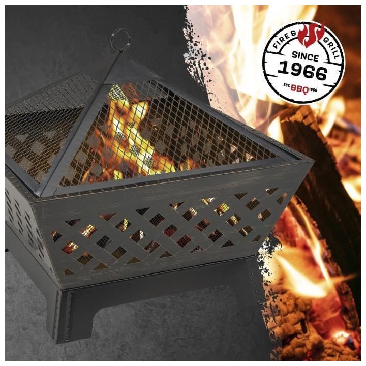 Braséro carré LANDMANN 06185 - Avec couvercle