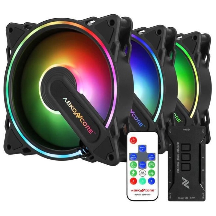 ABKONCORE HR120 (Pack de 3) - Ventilateur 120mm A-RGB pour boitier