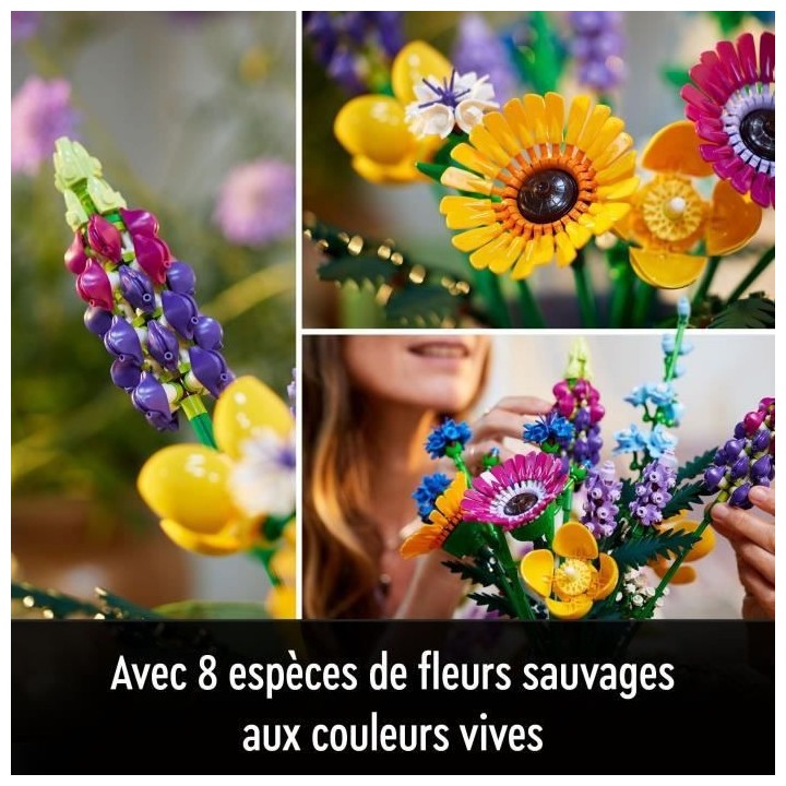 LEGO Icons 10313 Bouquet de Fleurs Sauvages, Plantes Artificielles ave