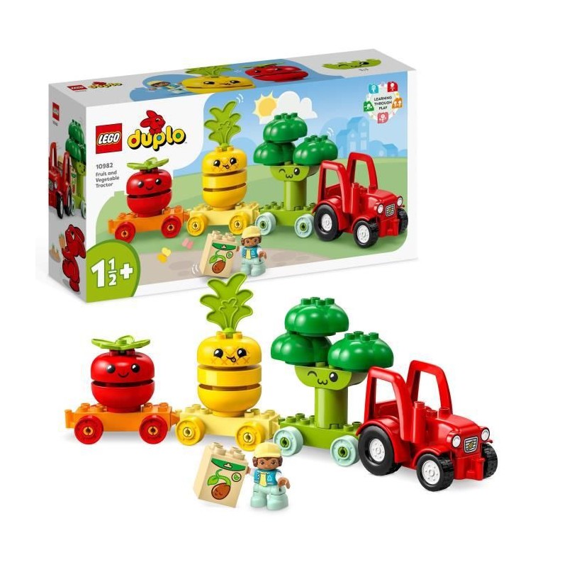 LEGO DUPLO My First 10982 Le Tracteur des Fruits et Légumes, Jouet a Empiler et a Trier