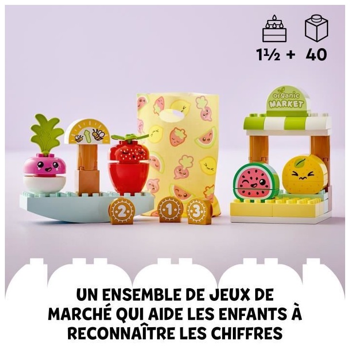 LEGO DUPLO My First 10983 Le Marché Bio, Jouets Éducatifs a Empiler,