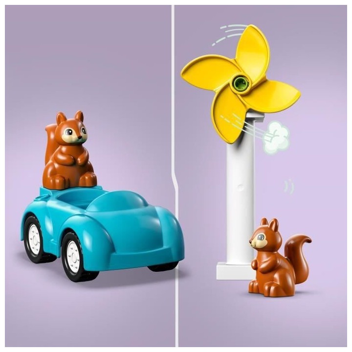 LEGO DUPLO Ma Ville 10985 L'Éolienne et la Voiture Électrique, Jouet