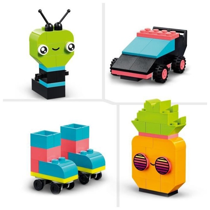 LEGO Classic 11027 L'Amusement Créatif Fluo, Jouet Briques, avec Voit