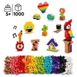 LEGO Classic 11030 Briques a Foison, Jouet Briques avec Perroquet, Fleur et Emoji, Cadeau