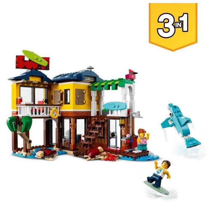 LEGO Creator 3-en-1 31118 La Maison sur la Plage du Surfeur, Jouet, Fi