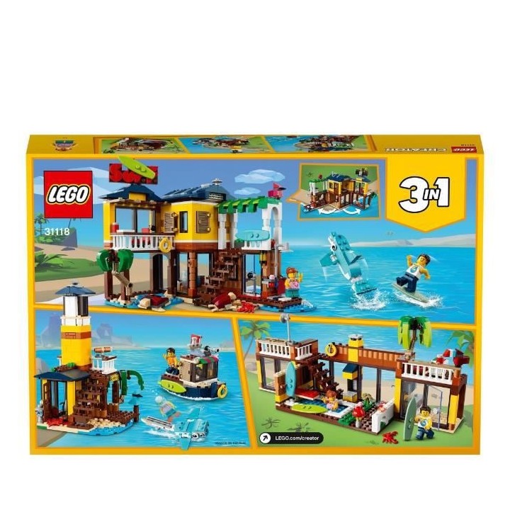 LEGO Creator 3-en-1 31118 La Maison sur la Plage du Surfeur, Jouet, Fi