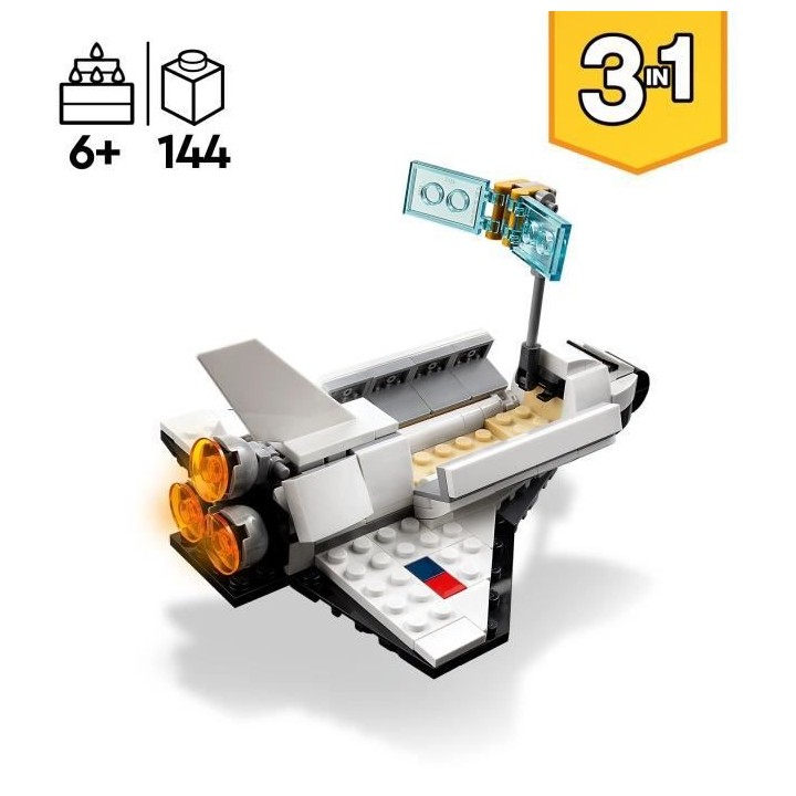 LEGO Creator 3-en-1 31134 La Navette Spatiale, Jouet Figurine Astronau