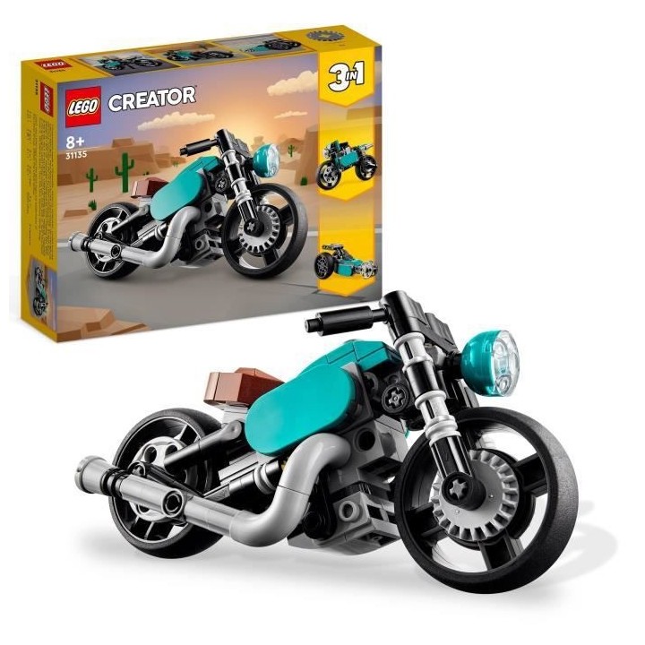 LEGO Creator 3-en-1 31135 La Moto Ancienne, Jouet Voiture Classique et