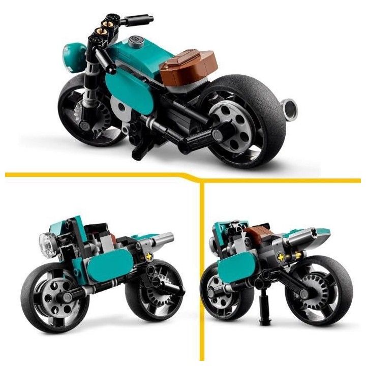 LEGO Creator 3-en-1 31135 La Moto Ancienne, Jouet Voiture Classique et