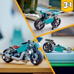 LEGO Creator 3-en-1 31135 La Moto Ancienne, Jouet Voiture Classique et de Rue, avec Dragster