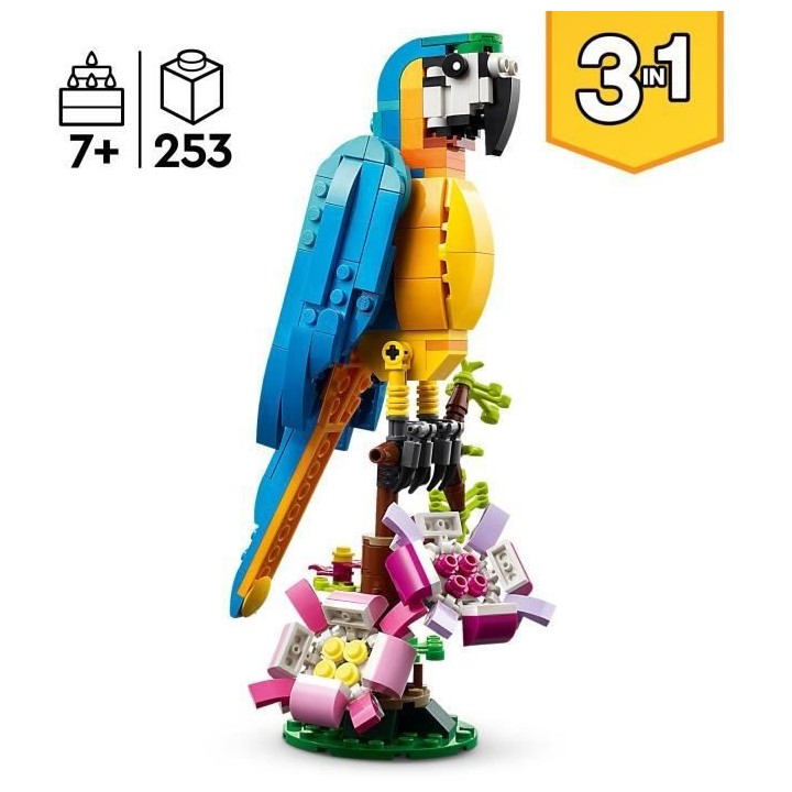 LEGO Creator 3-en-1 31136 Le Perroquet Exotique, Figurines Animaux de