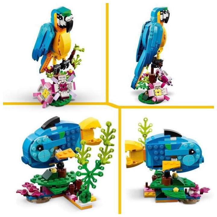 LEGO Creator 3-en-1 31136 Le Perroquet Exotique, Figurines Animaux de