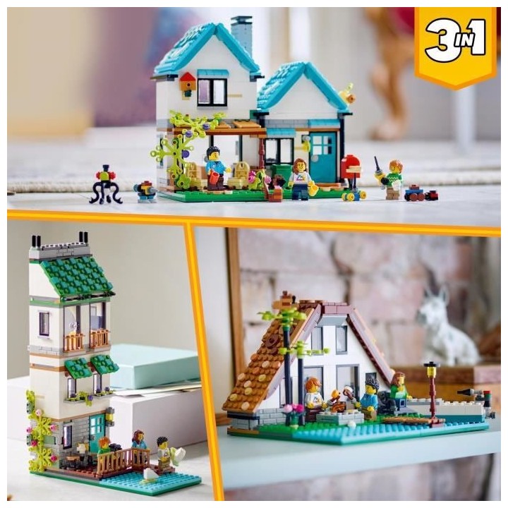 LEGO Creator 3-en-1 31139 La Maison Accueillante, Maquette avec 3 Mais