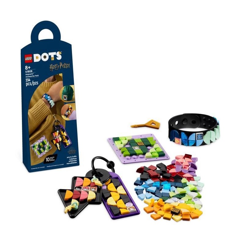 LEGO DOTS 41808 Ensemble d'Accessoires Poudlard, Kit de Création de Bijoux sur Harry Potter