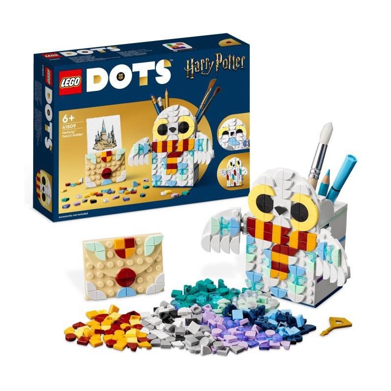 LEGO DOTS 41809 Porte-Crayons Hedwige, Fournitures Harry Potter Hibou, Jouets pour Enfants