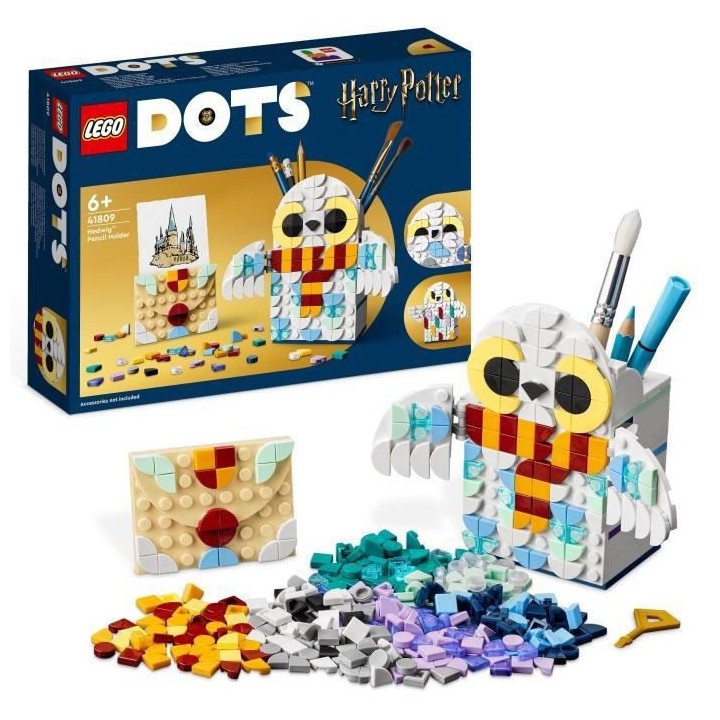 LEGO DOTS 41809 Porte-Crayons Hedwige, Fournitures Harry Potter Hibou,