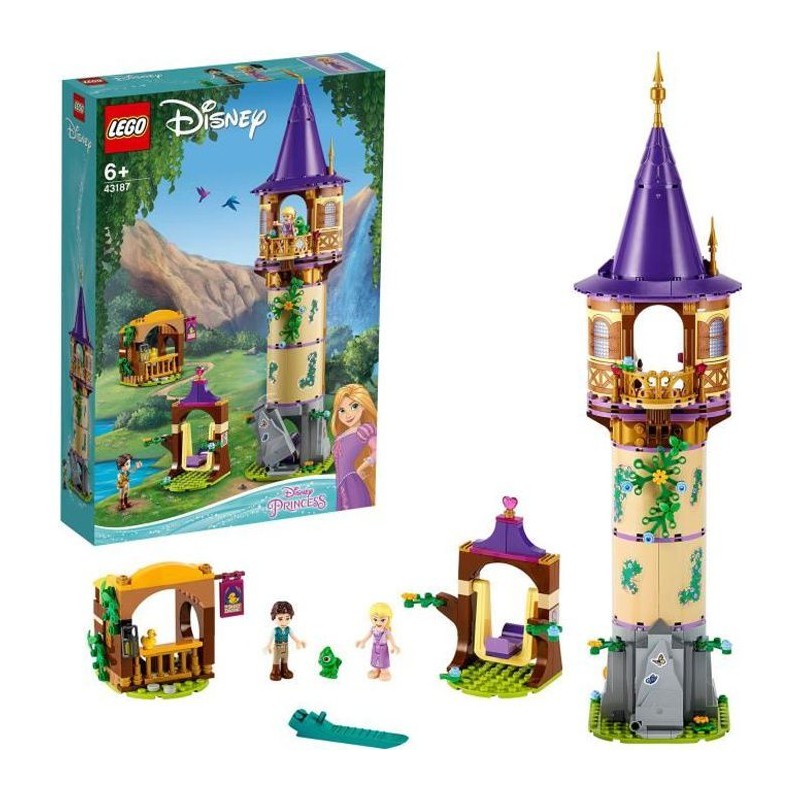 LEGO 43187 Disney Princess La tour de Raiponce - Ensemble de Jeu de la Tour du Château avec 2 mini poupées du dessin animé