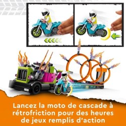 LEGO City Stuntz 60357 Le Défi de Cascade : les Cercles de Feu, Jouet Moto avec Camion