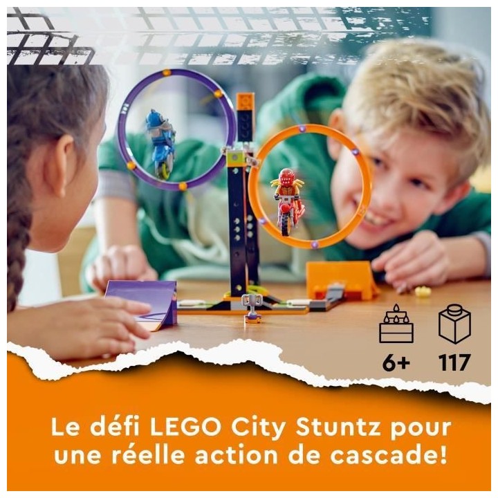 LEGO City Stuntz 60360 Le Défi de Cascade : les Cercles Rotatifs, Jou