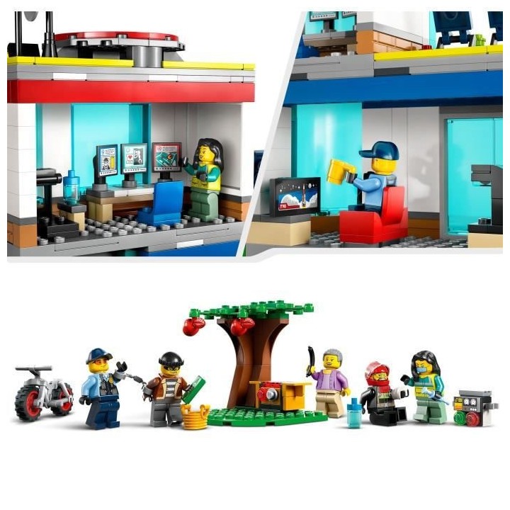 LEGO City 60371 Le QG des Véhicules d'Urgence, Hélicoptere Jouet, Mo