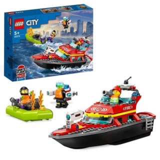LEGO City 60373 Le Bateau de Sauvetage des Pompiers, Jouet Flottant, J