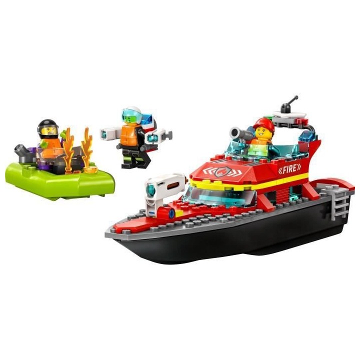 LEGO City 60373 Le Bateau de Sauvetage des Pompiers, Jouet Flottant, J