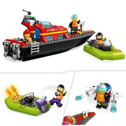 LEGO City 60373 Le Bateau de Sauvetage des Pompiers, Jouet Flottant, Jetpack et Minifigurines