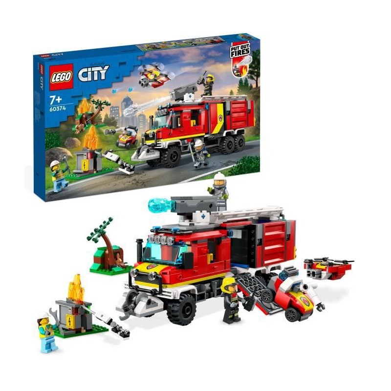 LEGO City 60374 Le Camion d'Intervention des Pompiers, Jouet avec Drones Modernes, et Figurines