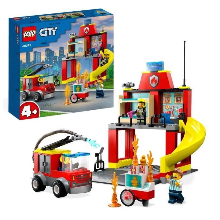 LEGO City 60375 La Caserne et le Camion des Pompiers, Jouet Véhicule