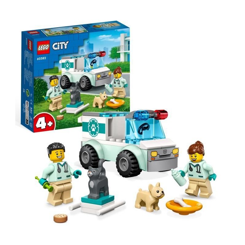 LEGO City 60382 L'Intervention du Véhicule Vétérinaire, Ambulance Jouet pour Animaux