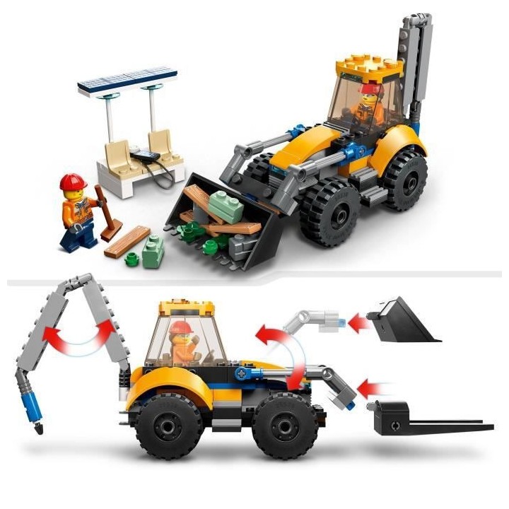LEGO City 60385 La Pelleteuse de Chantier, Jouet Engin de Chantier, Ga