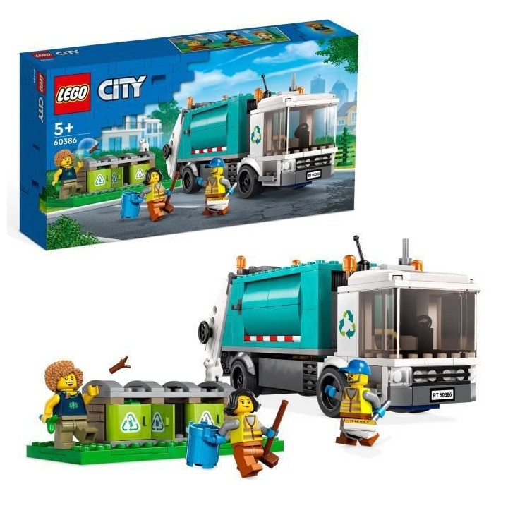 LEGO City 60386 Le Camion de Recyclage, Jouet Camion-Poubelle, Jeu Éd