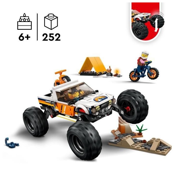 LEGO City 60387 Les Aventures du 4x4 Tout-Terrain, Jouet Monster Truck